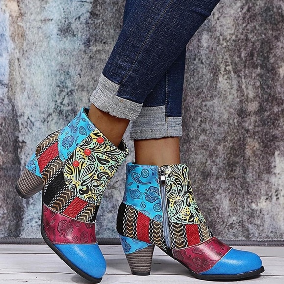 Multicolor rainbow ankle boots - Picture 3 of 7